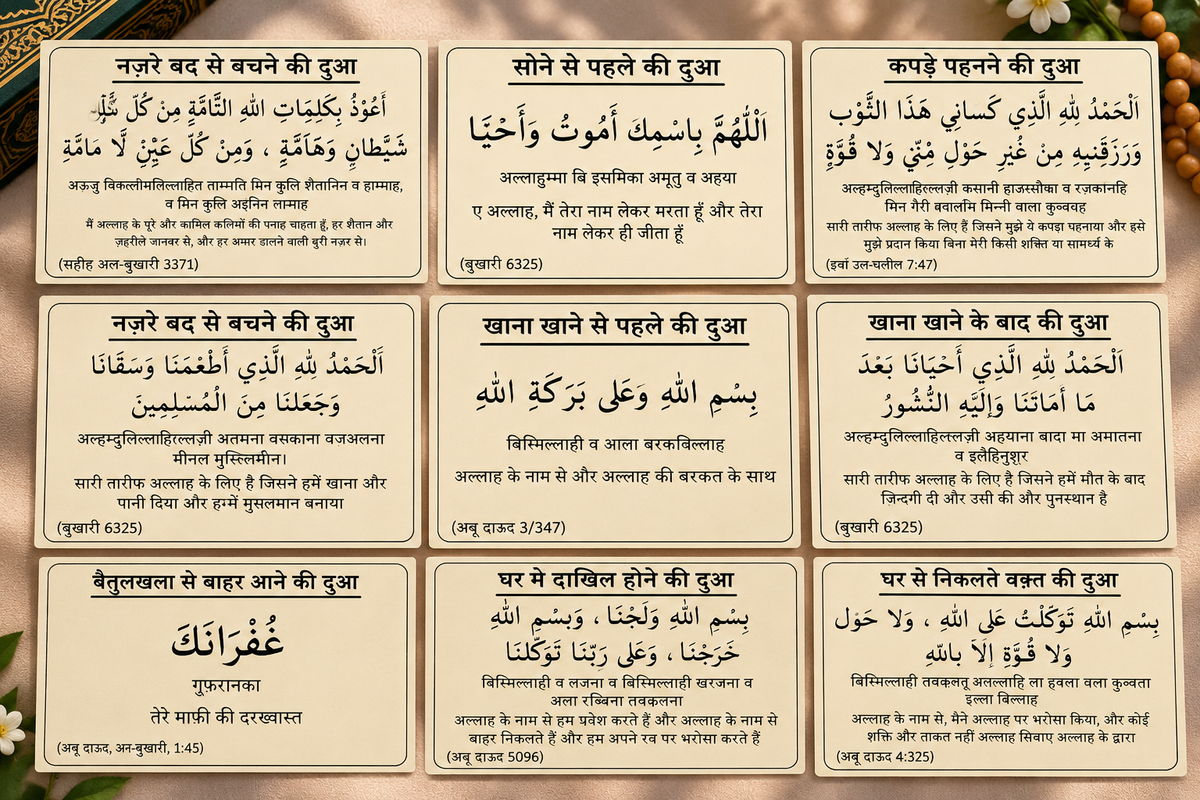 Hindi Dua Stickers (12 dua in a set)